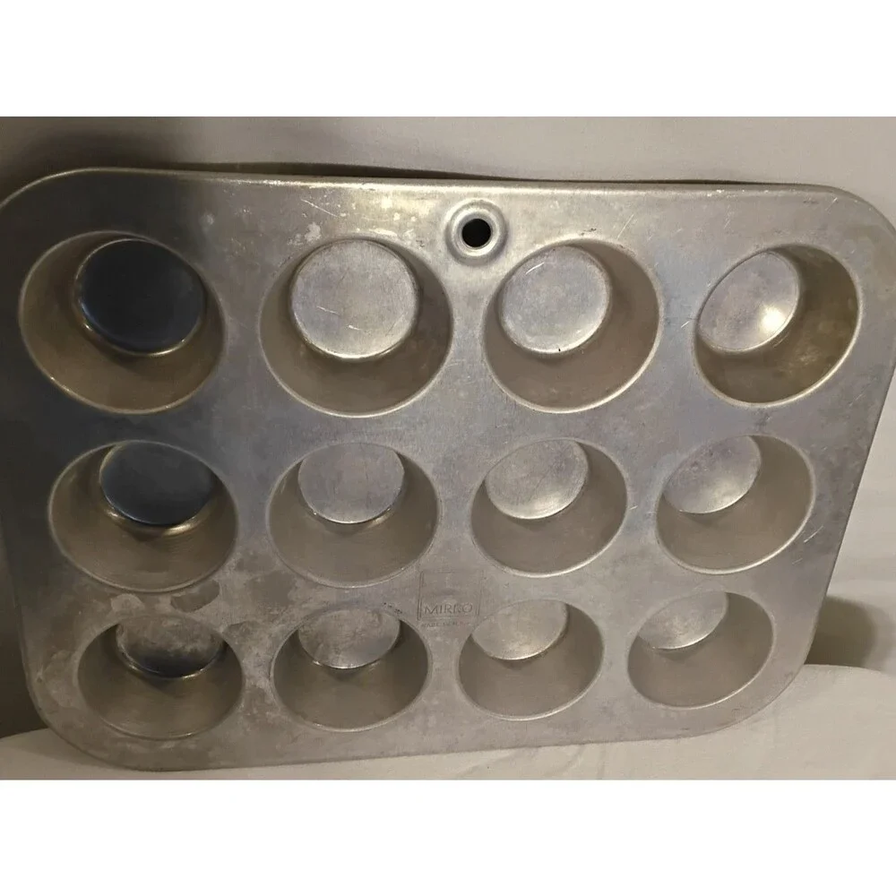 Vintage Mirro Mini Muffin Tin Pan  Aluminum  Tart Cupcake 12 Holes 2 1/2